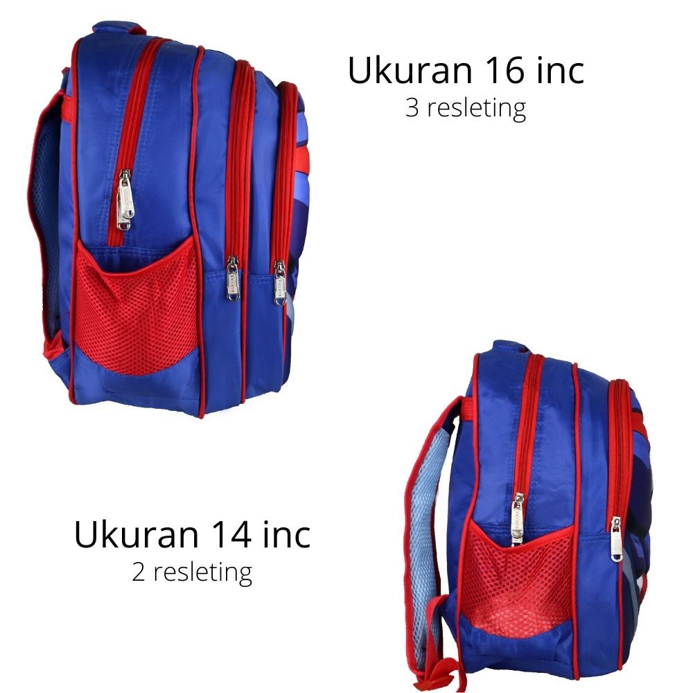 Tas Sekolah Anak Laki-Laki TK-SD Tas Ransel Sekolah Import Anak Cowok Karakter Superhero 6D Embos