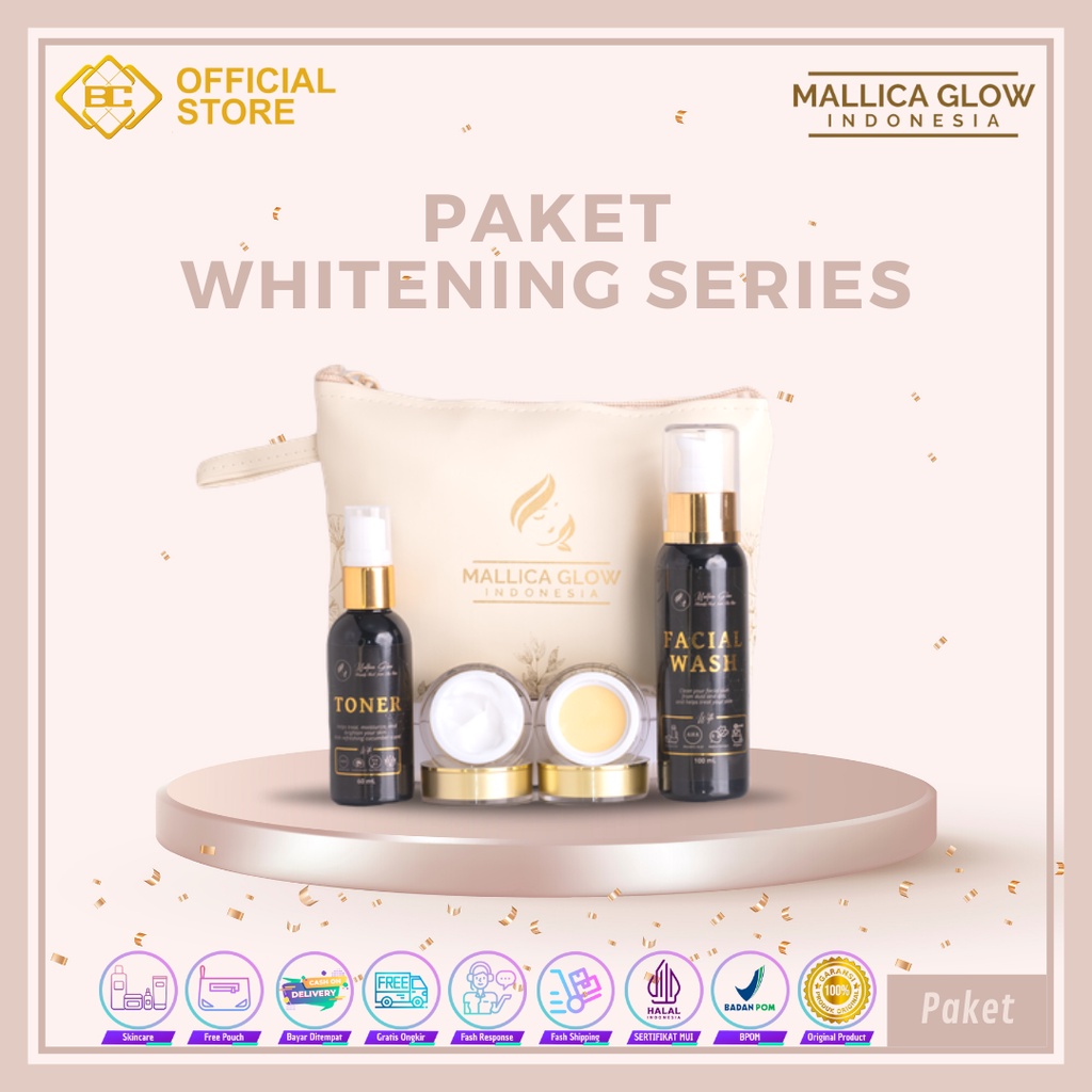 [Bakung Cosmetics] Mallica Glow Paket Whitening Series Sudah BPOM/Skincare/ Perawatan Kulit Wajah Wanita (COD)