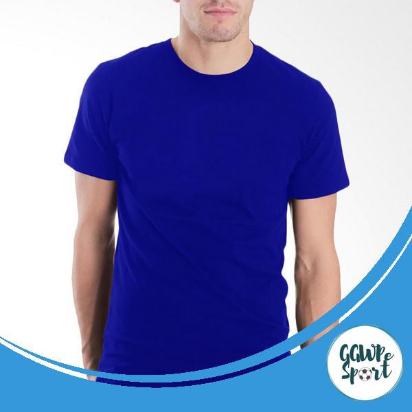 KAOS POLOS LENGAN PENDEK PRIA COWOK LAKI LAKI BIRU BCA KATUN COMBED 30S GARANSI KUALITAS TERBAIK