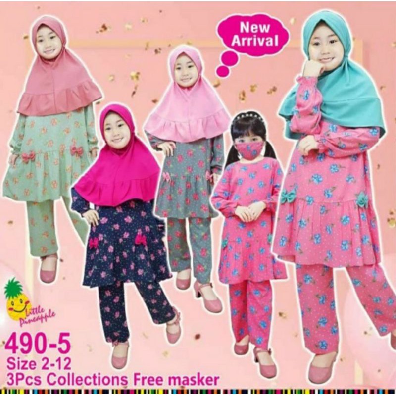 Baju Muslim Anak Perempuan Set Dira Rayon 3-8 Tahun