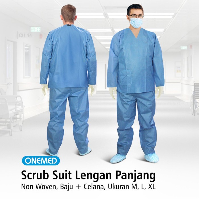 Scrubs Suit Non Woven SMS Lengan Panjang 1 Set OneMed OJ