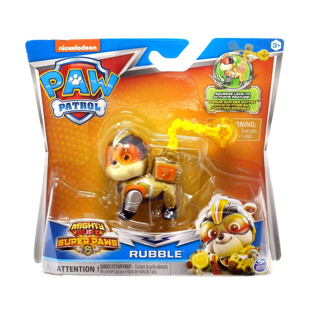 PAW PATROL Mighty Pups Super PAWs Rubble Figure with Transform Backpack