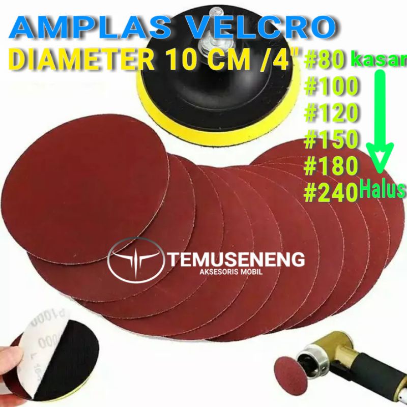 Amplas Bulat Diameter 10 Cm 4&quot; Amplas Velcro Tempel Sanding Disc Grit Poles Mobil Kayu Dinding