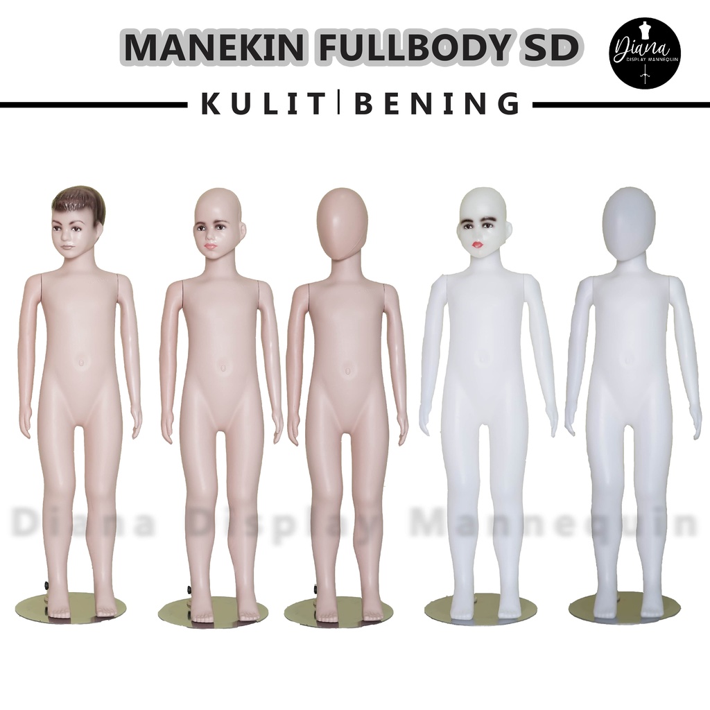 PATUNG MANEKIN BAJU FULLBODY ANAK SD KEPALA BOTAK RAMBUT ALIEN KOMPLIT DENGAN PLAT PLASTIK ATAU BESI