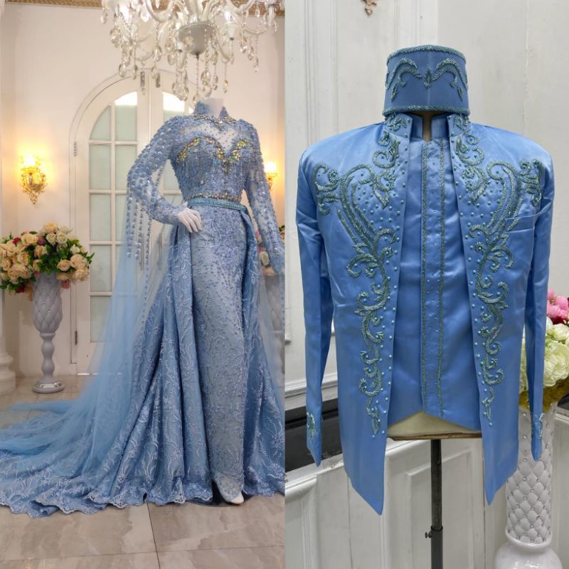 CAUPLE WEDING DRESS BEREKOR/GAUN DUYUNG MEWAH | BAJU DRESS MUSLIM/ GAUN  MODERN | GAWN AKAD