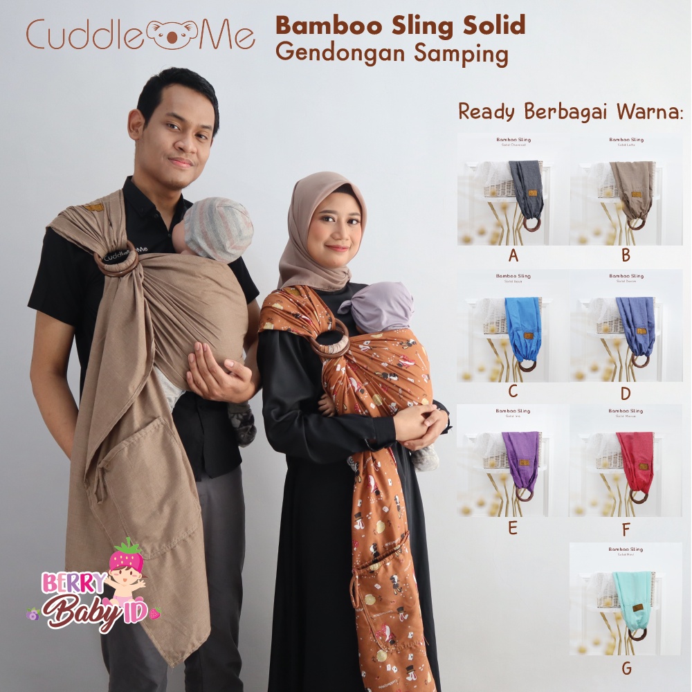 Cuddle Me Bamboo Ringsling Solid Colour Gendongan Samping Bayi Berry Mart