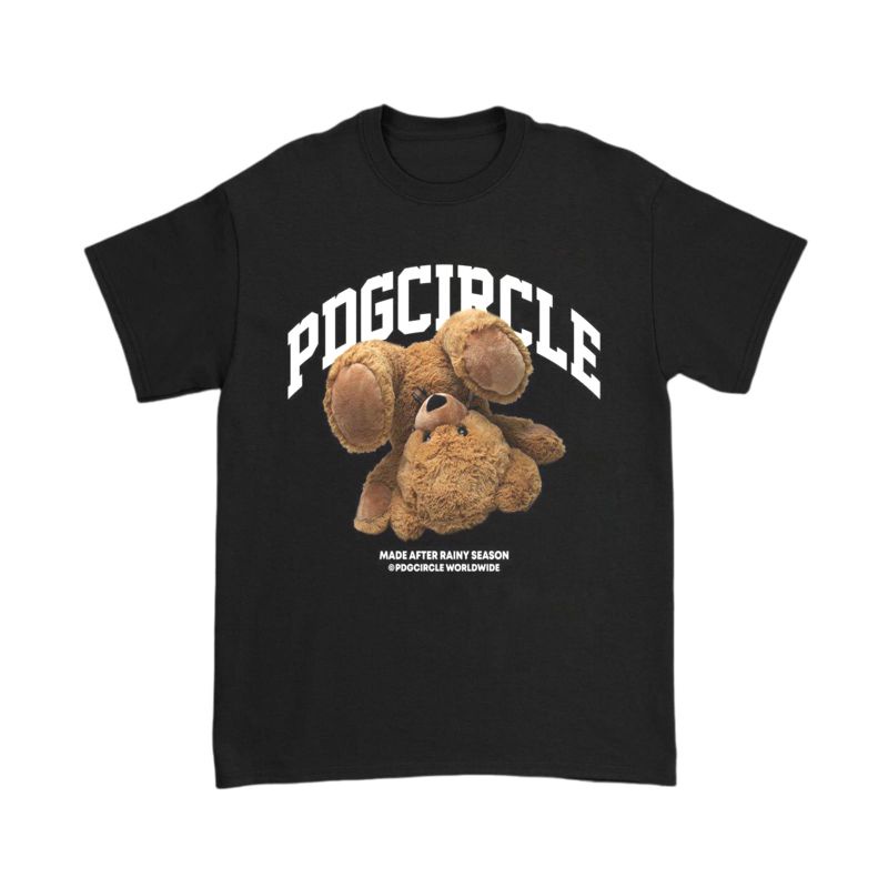 KAOS BAJU TEDDY BEAR POGCIRCLE VINTAGE | T-SHIRT HITAM PRIA WANITA HITAM | OVERSIZE