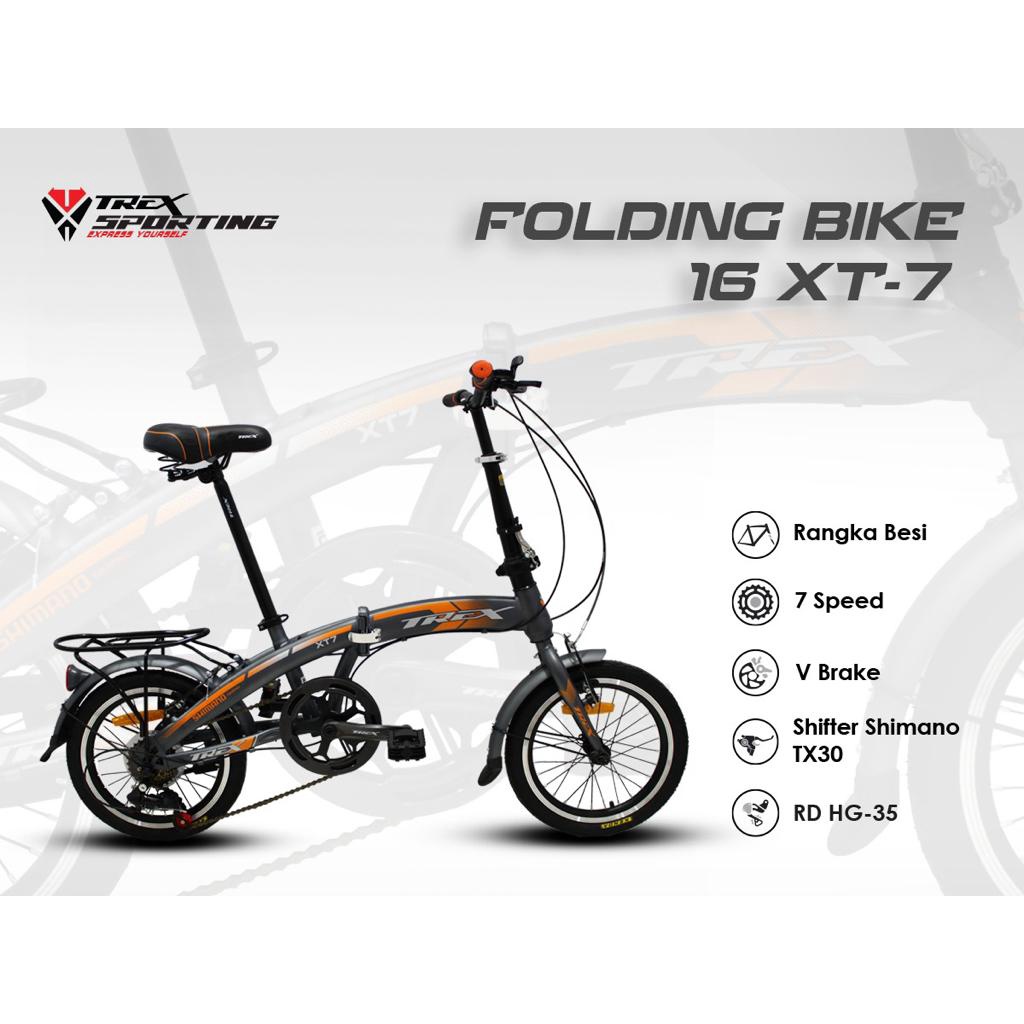 SEPEDA LIPAT TREX XT 7 DB 16 dan 20 SHIMANO 7 SPEED FOLDING BIKE DISC BRAKE sepeda lipat murah