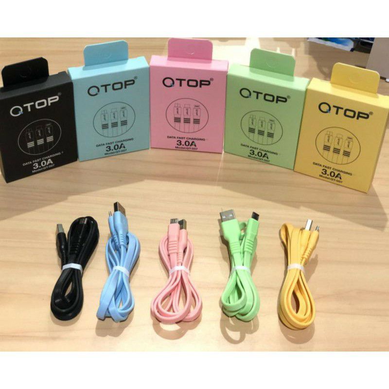 KABEL DATA QTOP MACARON  MICRO/TYPE-C/IPHONE 3.0A FAST CHARGING ⚡