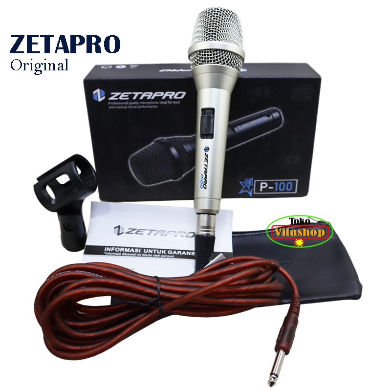 MIC KABEL ZETAPRO P-100 MICROPHONE ORIGINAL MIK VOCAL PROFESIONAL