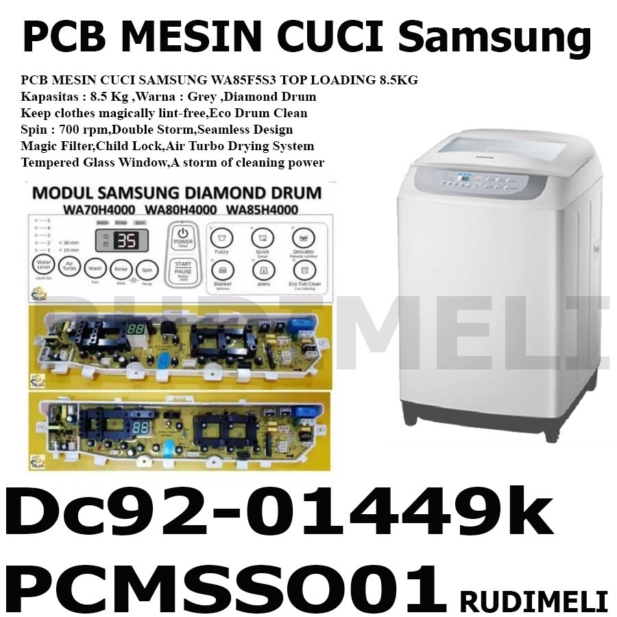 MODUL PCB MESIN CUCI SAMSUNG WA70H4000 WA80H4000 WA85H4400 WA85F5S3-1449K