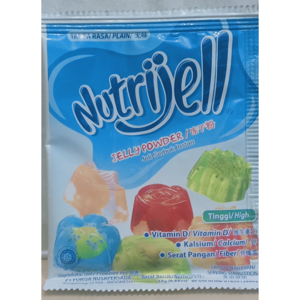 Tepung serbuk agar jelly NUTRIJELL nutrijell tanpa rasa (PLAIN) 15gr