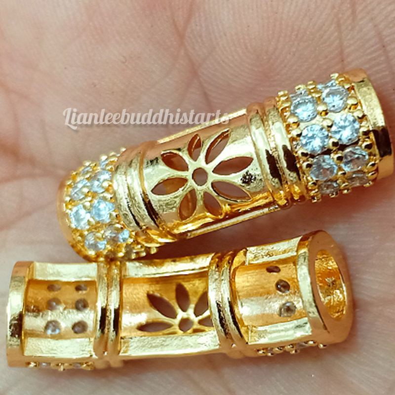 beads charm mote manik crom emas bunga