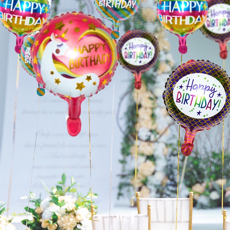 [Harga Grosir]Balon Foil Bulat Tulisan Happy Birthday Ukuran 10 &quot;Untuk Dekorasi Pesta Ulang Tahun / Pernikahan/Hot Sale