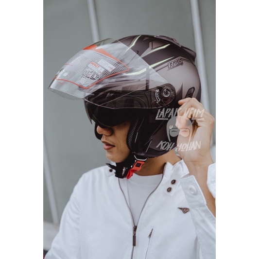 Helm Half Face Double Visor G2 Optimax Pria Wanita Dewasa Sni