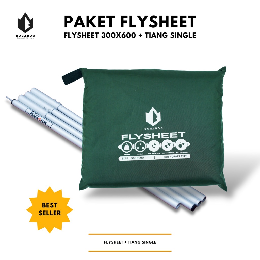 Bisa COD Paket Tiang Flysheet Single + Flysheet 3X6 - Econopack Pole