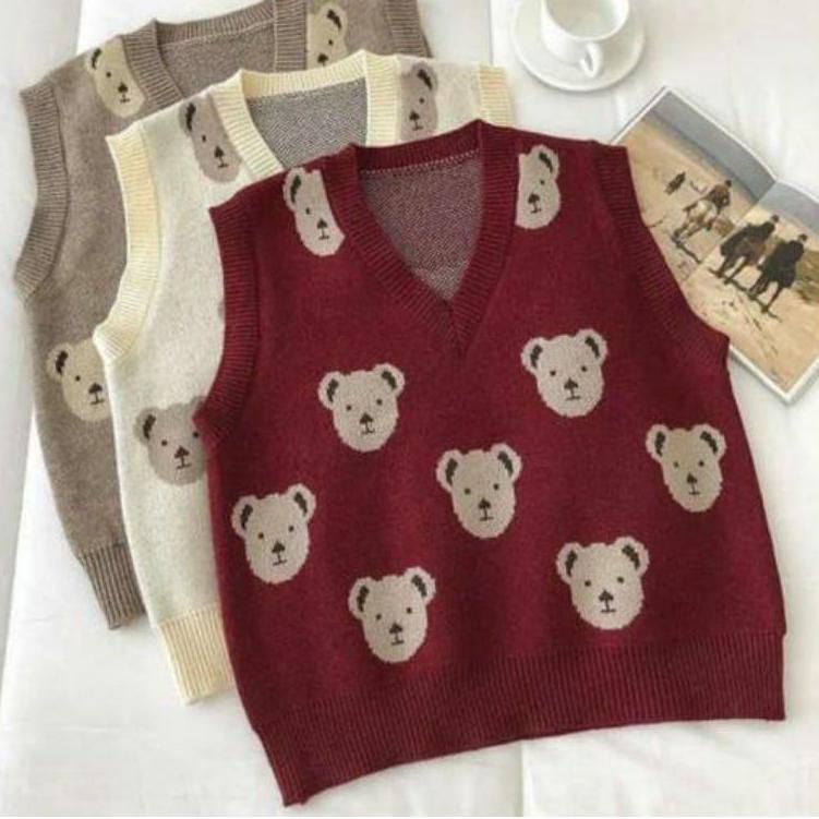Rsd31au22ᴵ ◦ Vest Rajut Beruang dewasa UNISEX/Vest rajut bear/Vest rajut premium/vest rajut