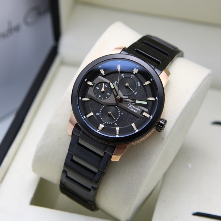 ALEXANDRE CHRISTIE AC 6562 ROSEGOLD BLACK WANITA STAINLESS. ORIGINAL