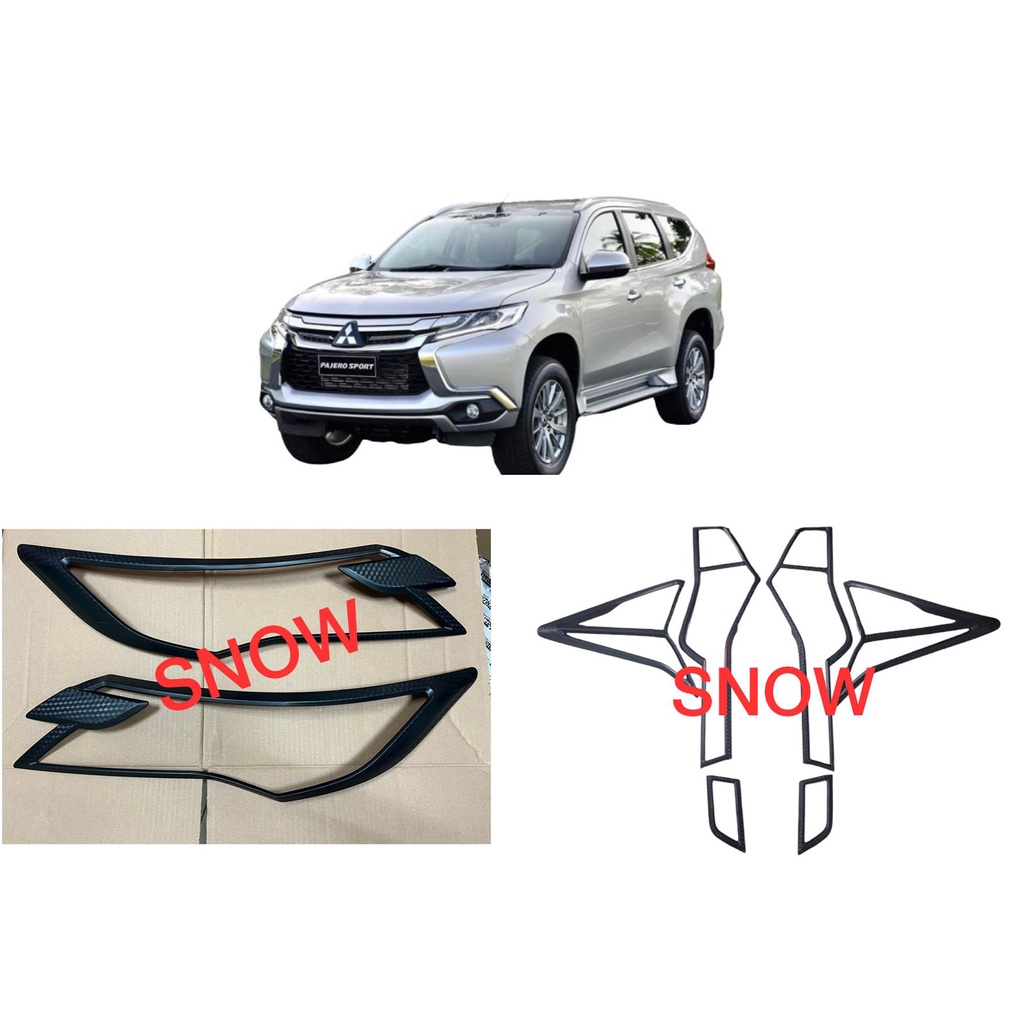 Paket Garnish Lampu Depan Belakang All New Pajero 2016 2018 Carbon Doff
