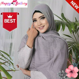  JILBAB  WARNA  B PASHMINA CRINKLE SHAWL RED ROSE ORIGINAL 