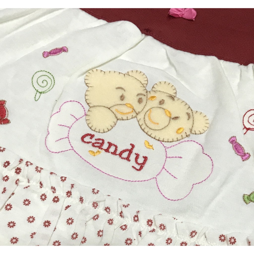 BABYSMART - Baju Bayi Perempuan Dress motif Candy 2 Bear PLANET KIDS usia 0-12 bulan / Pakaian anak