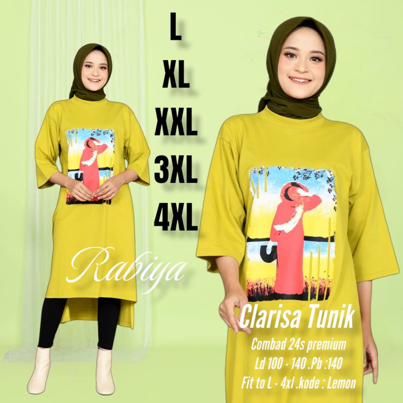 LONG TUNIK SABLON NEW CLARISA BiG Size ukuran L XL XXL 3XL 4XL