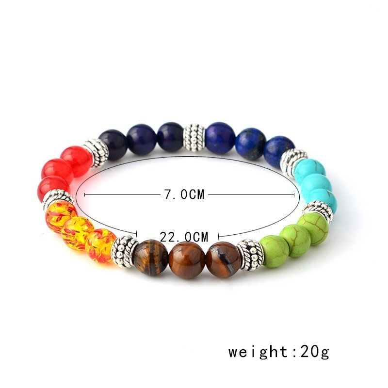 Gelang Manik-Manik Batu Vulkanik 7 Chakra Reiki Healing Balance Energi Imitasi Handmade Untuk Yoga