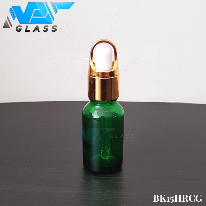 botok kaca pipet 15ml tebal hijau ring gold