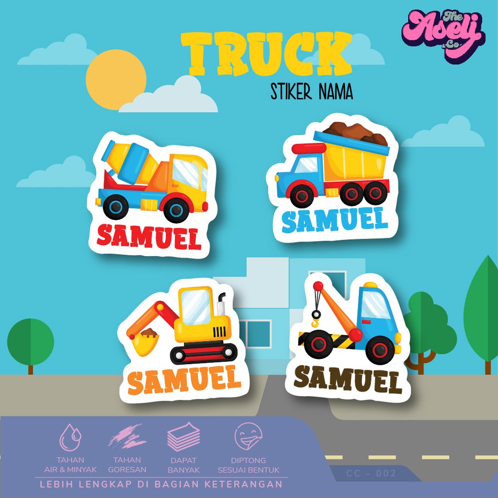 

STIKER LABEL NAMA TAHAN AIR TEMA TRUCK