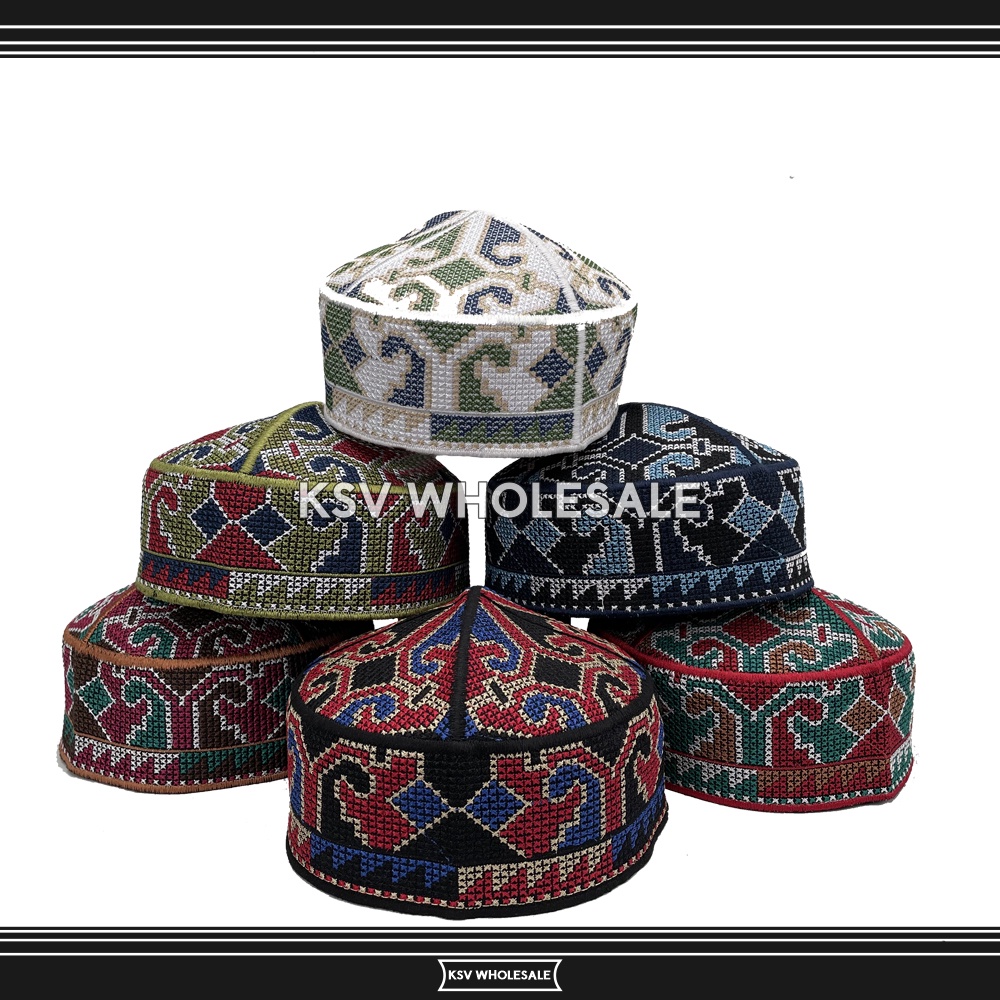 GROSIR (10 Pcs) Peci PAKISTAN Motif Ovais Cap Bordir Kopiah Haji Sholat Santri Pria Dewasa Anak Laki Kopyah Bulat Solat Pesantren Hitam Putih Kopeah Murah Ori Original Polos Model Songkok Malaysia Oman Assagofah Terompah Turki Mesir Madinah NU Paket Usaha