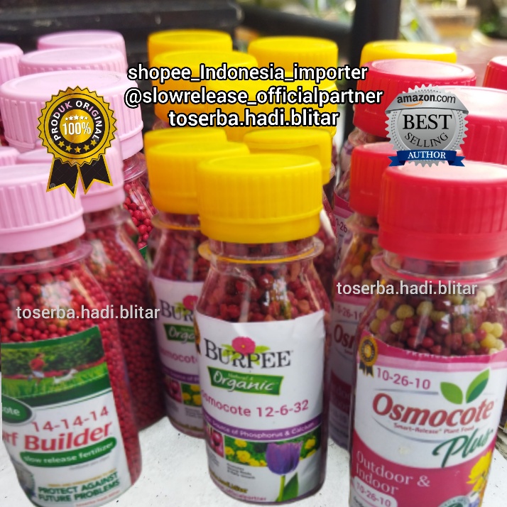 Pupuk SR merah pembungaan, osmocote bibit bunga, dekastar pertumbuhan, pupuk slow release merah 100g