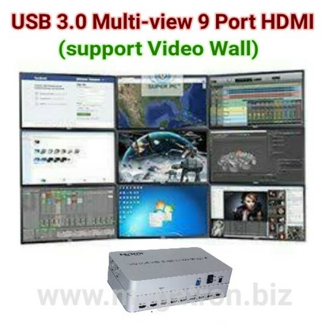 USB 3.0 Multiview 9 port - (Support video wall 3x3 3x2 2x2 4x2 3x1)