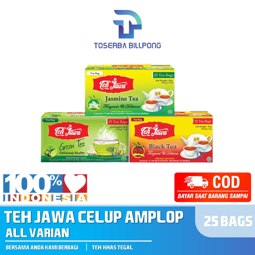 

Teh Jawa Celup Jasmine Black Vanilla Green Tea 50 gr 25 Bags Amplop Toserba Billpong