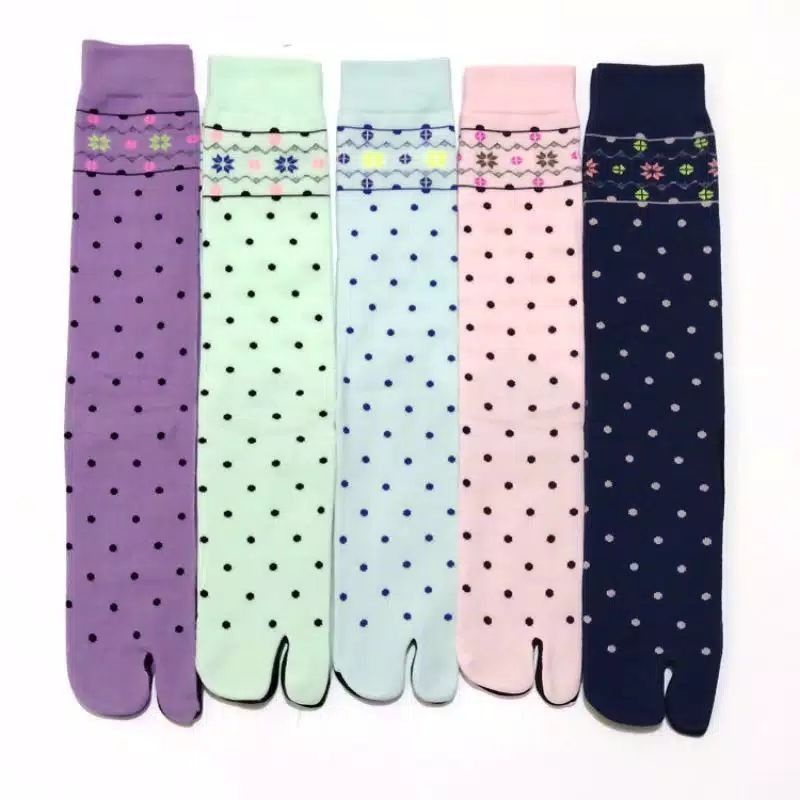 KAOS KAKI JEMPOL MOTIF NILON MUSLIMAH DEWASA MOTIF POLCADOT-2
