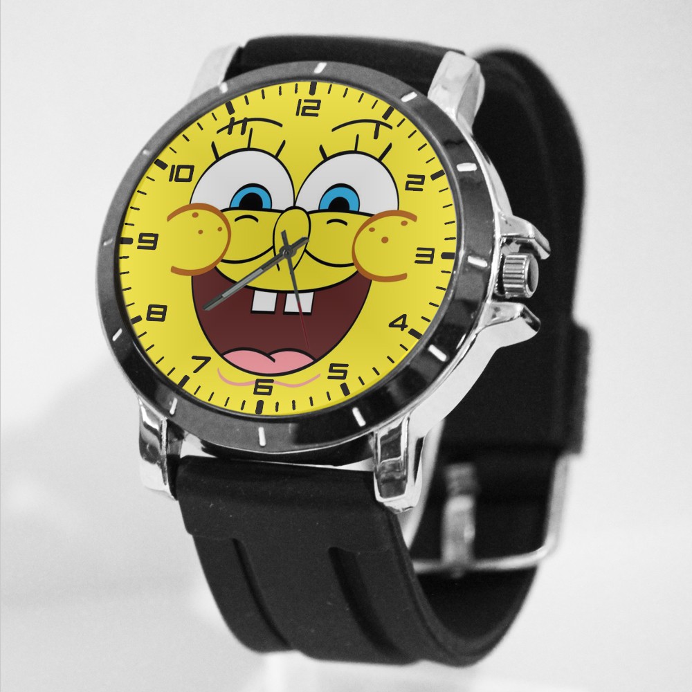 Jam Tangan Rubber Custom Pria/Wanita Spongebob New