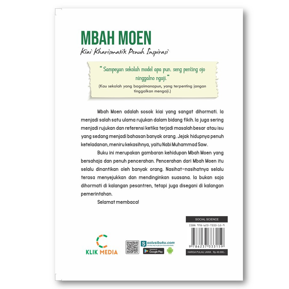 Sedang Diskon - Buku Tokoh - Mbah Moen; Kiai Kharismatik Penuh Inspirasi - Tokoh islam-2