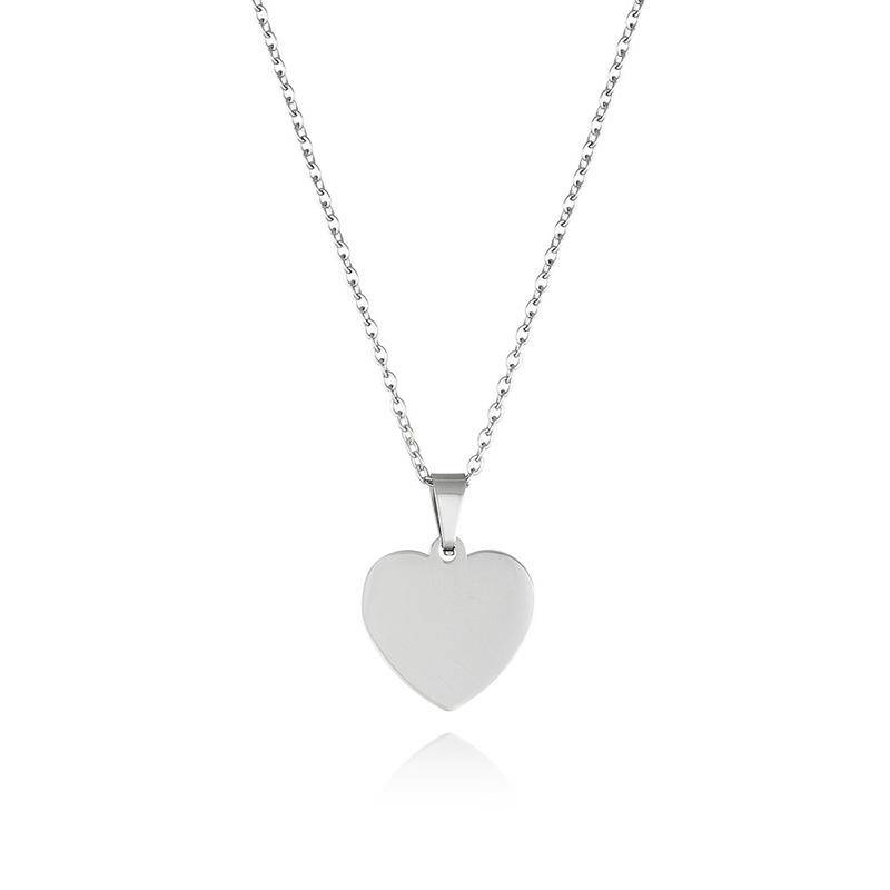 Kalung Dengan Liontin Bentuk Hati Persegi Panjang Geometris Bahan Stainless Steel Untuk Pria Dan Wanita