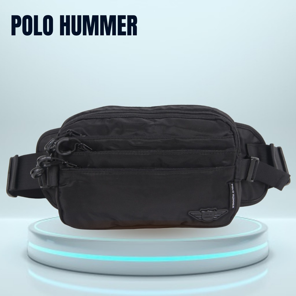 Waist Bag Pria Tactical Banyak Kantong - Tas Pinggang POLO HUMMER | Hitam