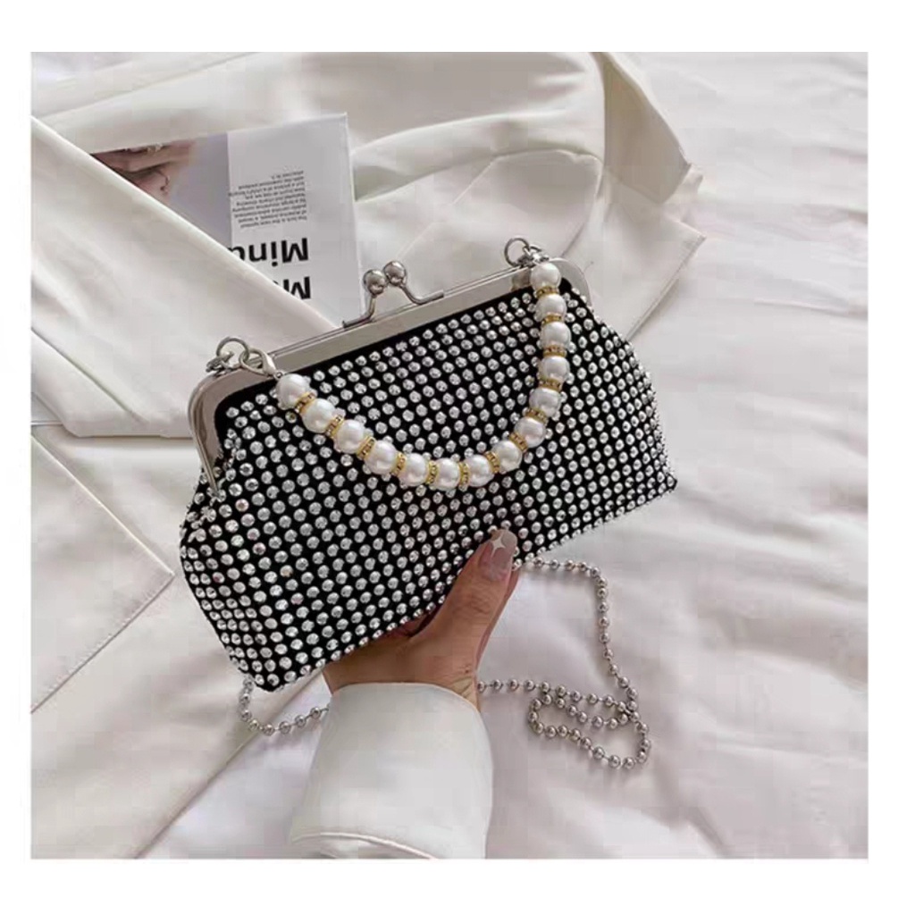 BQ 3550 RISCE TAS SELEMPANG PESTA BLING-BLING IMPORT WANITA CEWEK PEREMPUAN JAKARTA BATAM EL 4168 CR 7657 LT 2127