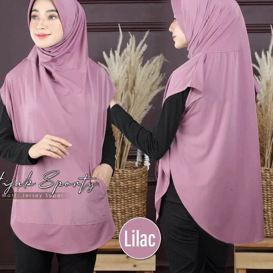 Pengepul Falisha Saku Jilbab Khimar Hijab Sporty Lengan Saku Jersy Streach | Kerudung Olahraga Jumbo