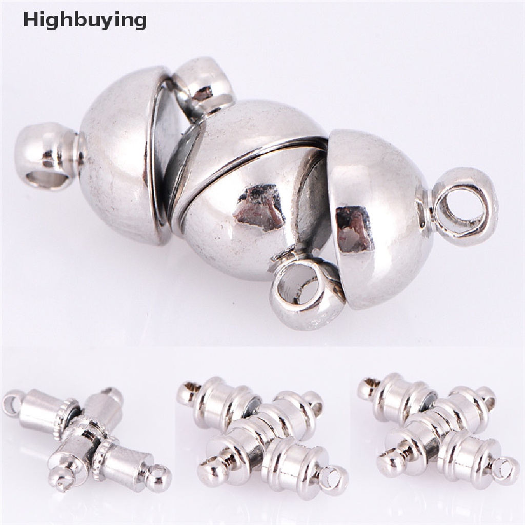 Hbid 10Pcs / Set Kait Clasp Magnetik Lapis Silver Untuk Perhiasan Gelang / Kalung