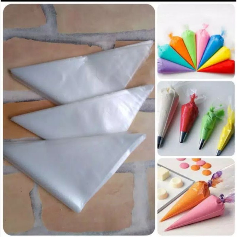 10 pcs PLASTIK SEGITIGA / PAPPING BAG / PIPING BAG KUE