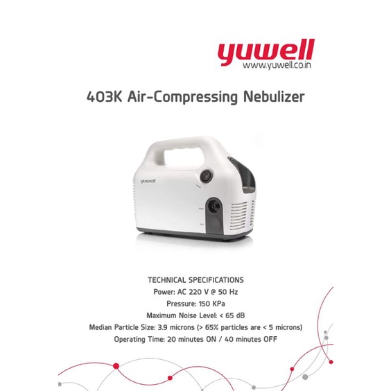 Nebulizer Original Yuwell 403 K Air Compressor / Alat Bantu Pernapasan yuwell 403K