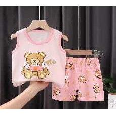 ( zwq ) TL007-010 Setelan Anak 0-6 Tahun Setelan Bayi Piyama Baju Tanpa Lengan + Celana Pendek