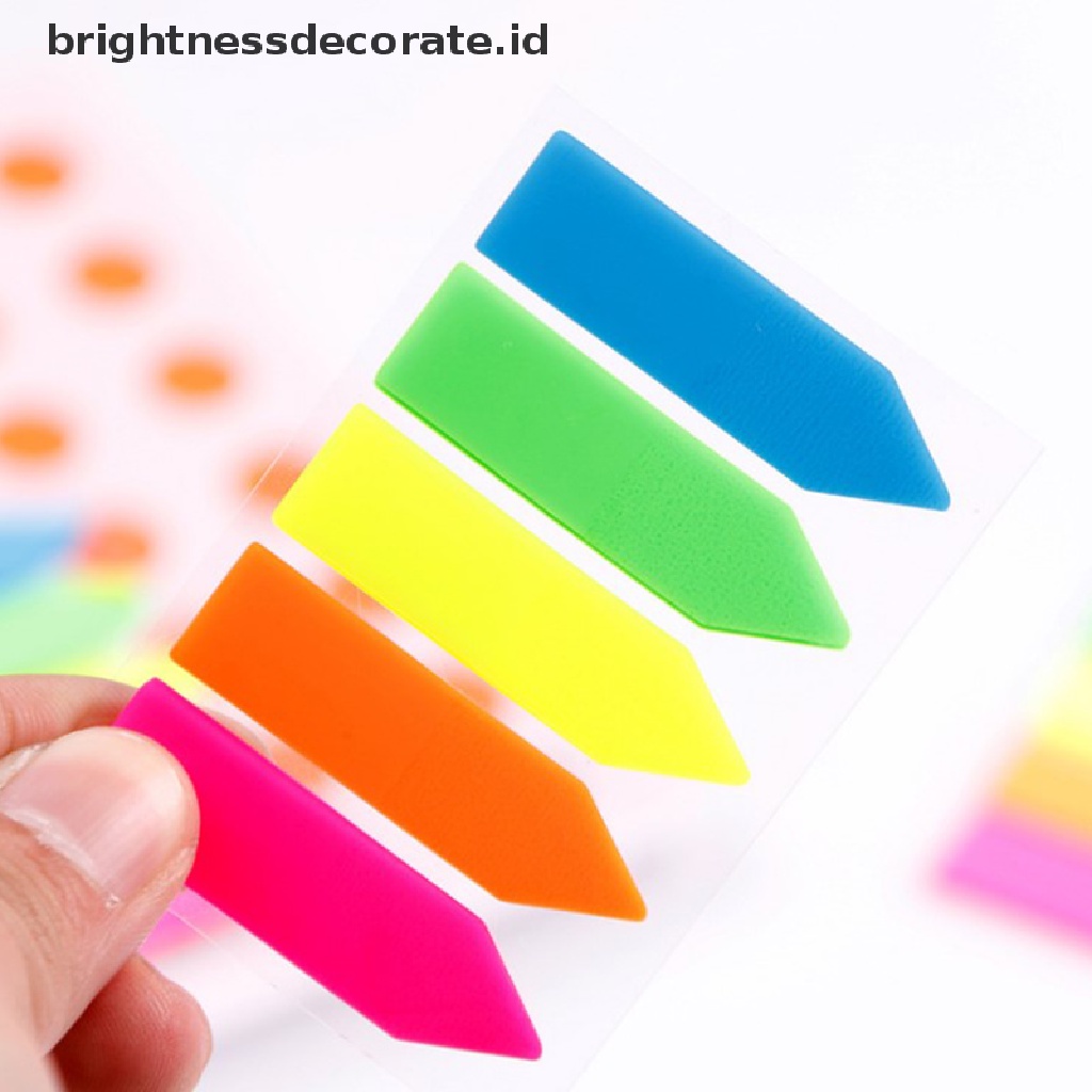 100 Lembar Kertas Memo Pad Sticky Note Bentuk Panah Fluorescent