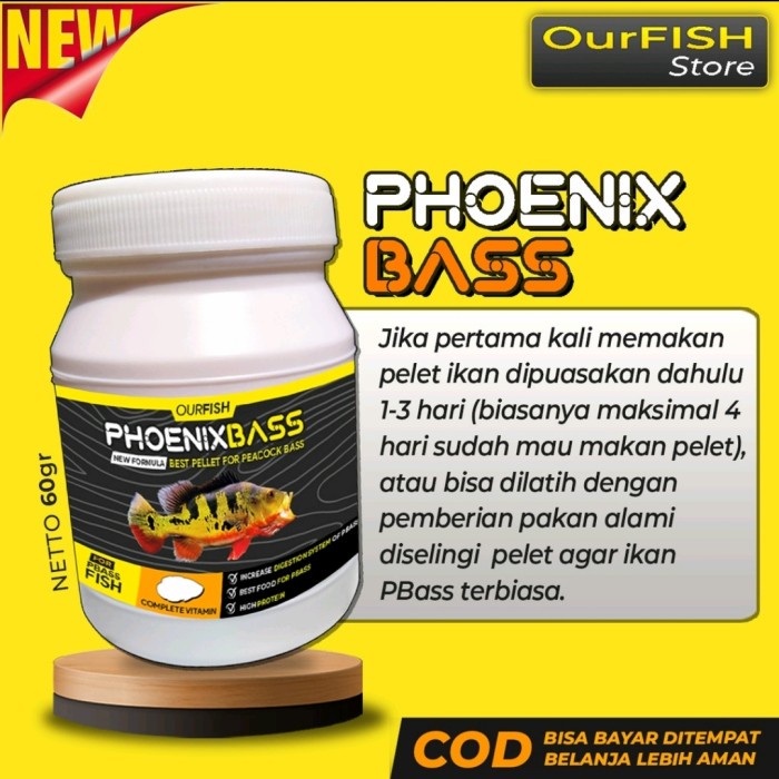 Phoenix Bass - Pelet Premium Ikan Pbass Peacock Bass 60 Gram