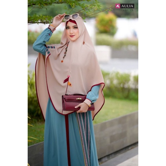 SET GAMIS AULIA FASHION SHANZAA JUNGLE GREEN NUDE