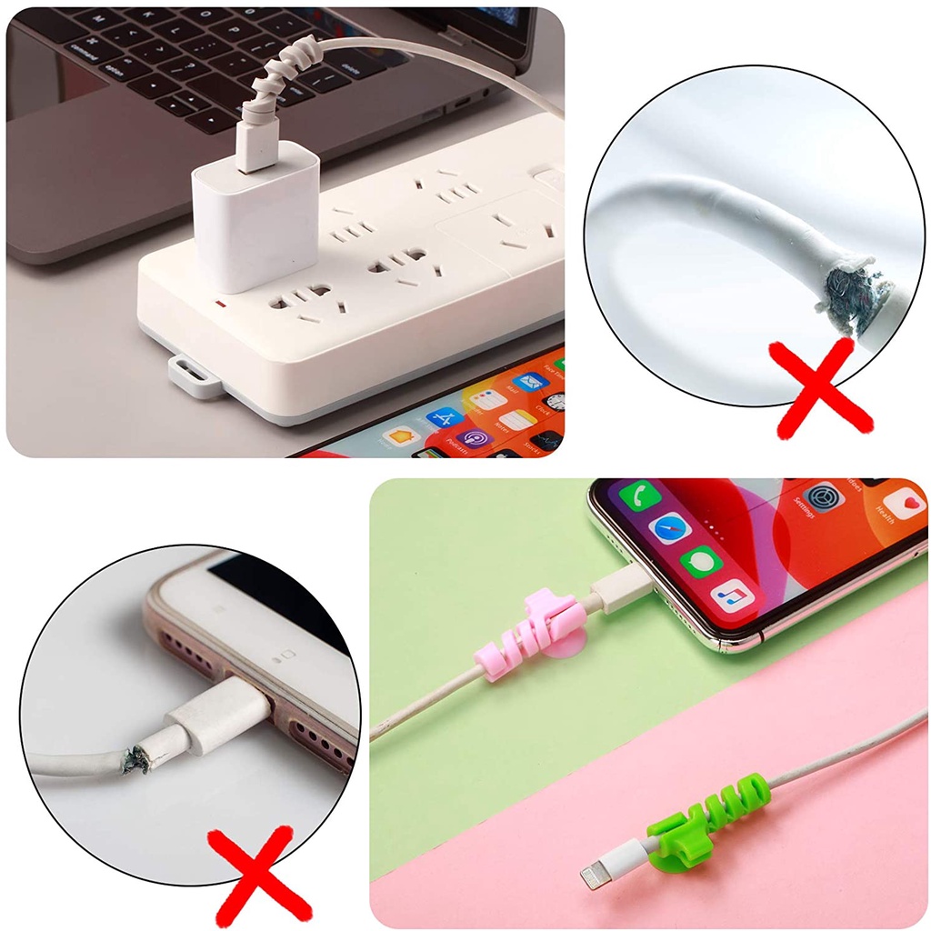 [ 1 Piece  Data Cable Charger Cable Protector with Sucker ] [  Silicone Cable Winder Manager Earphone Wire Protector Saver Mobile Accessories ]