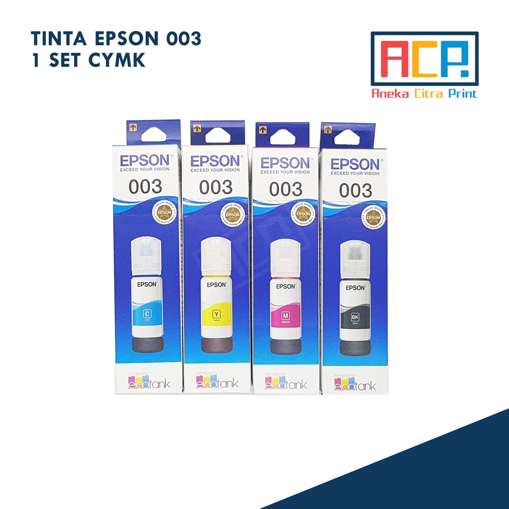 1 Set Tinta Epson 003 Original - Printer Epson Ink Tank L1110 L3100 L3110 L3150 L5190