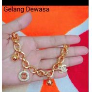 gelang tangan rante kokoh rumbai perhiasan wanita titanium gold mewah